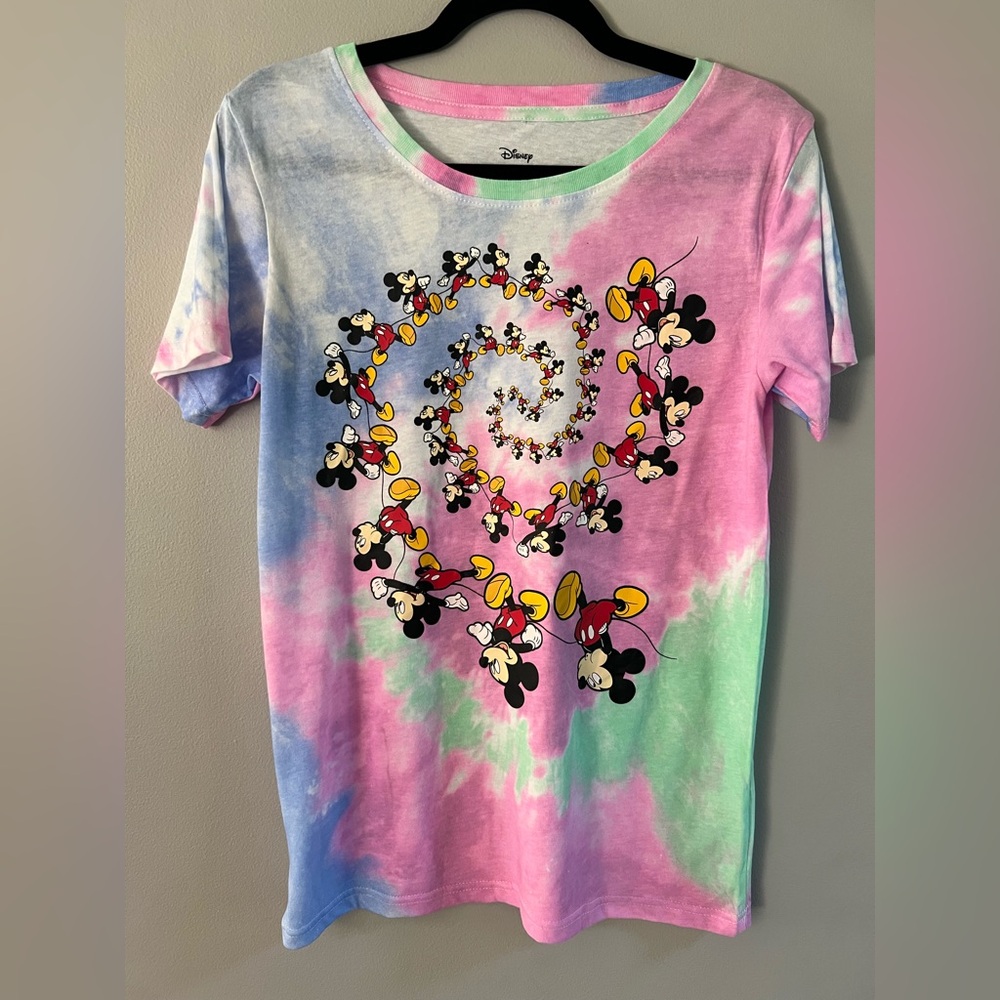 Disney Mickey Mouse Spiral Tie-Dye  T-Shirt - Pink, Blue, Green